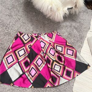 Lane Bryant Pink and Black Geometric Skater Skirt